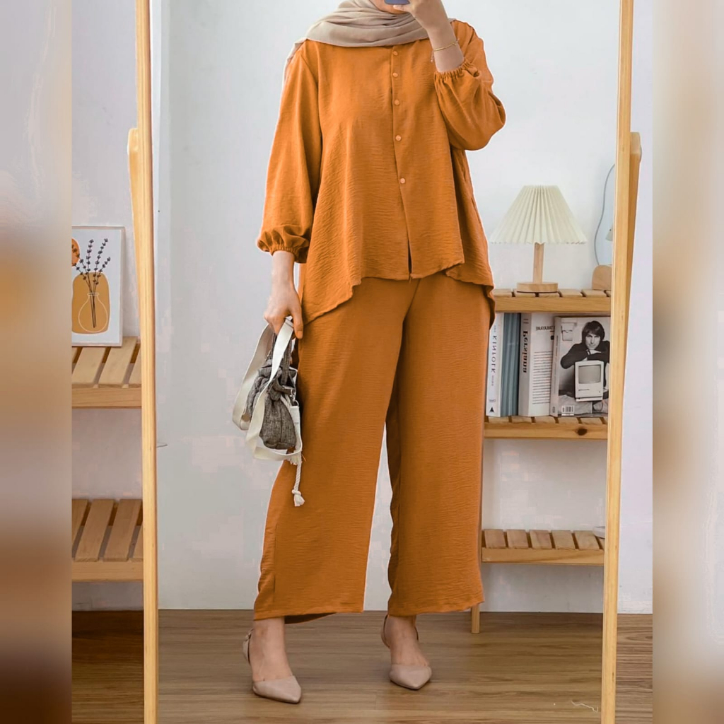 ONE SET RAYON CRINKLE WANITA AIRFLOW SETELAN // SETELAN RAYON CRINKLE AIRFLOW// DRESS RAYON // SETEL