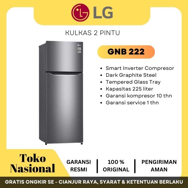 [Cianjur] Kulkas LG 2 Pintu 225 Liter GNB 222 SQIB Inverter No Frost