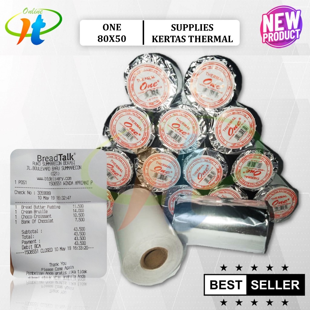 

Kertas Struk Thermal ONE 80x48 80x50 79x48 79x50 Paper Roll PPOB Kasir Printer Portable 80mm