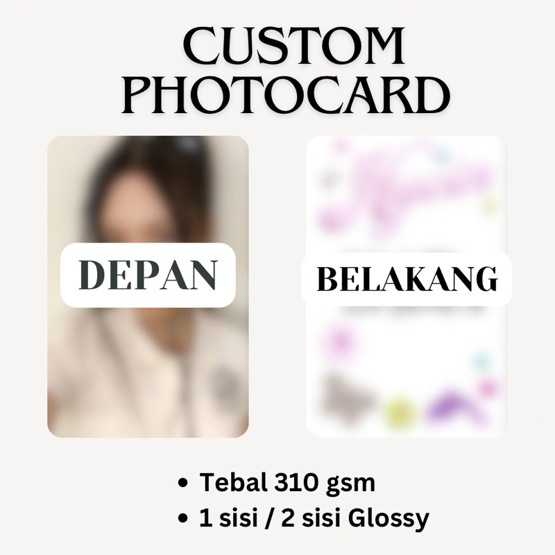 Custom Photocard 1 sisi atau 2 sisi glossy 310gsm  tebal Cetak Custom Photocard  JKT 48 idol Kpop ko