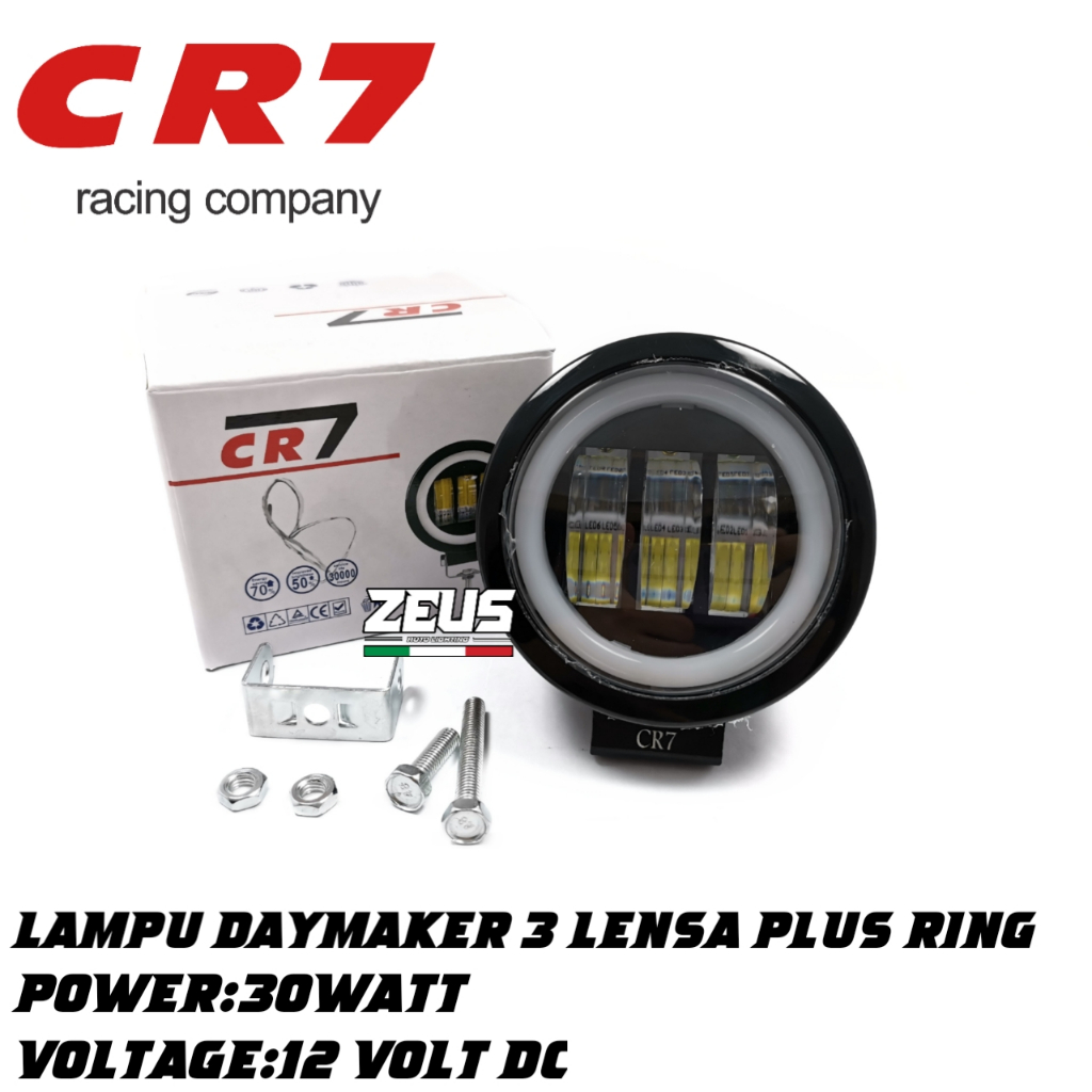 LAMPU TEMBAK DAYMAKER MINI 3LENSA BULAT PLUS RING DAYMAKER MINI UNIVERSAL MOTOR MOBIL RB5