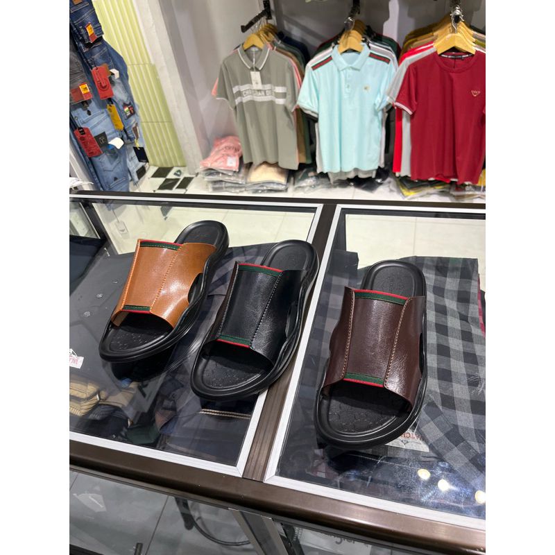 sandal kulit pria van borton kulit asli
