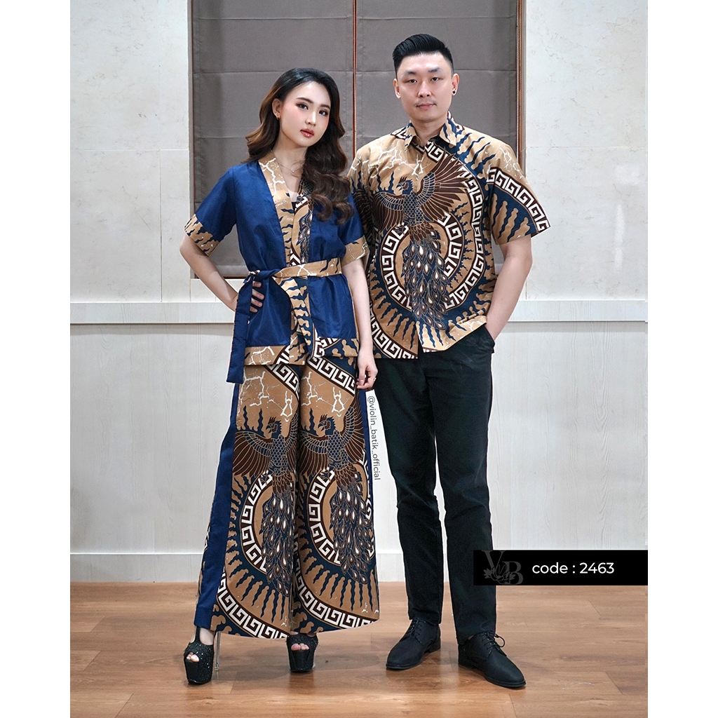 Violin Batik Seri Garuda Katun Biru Coklat Garuda 2463