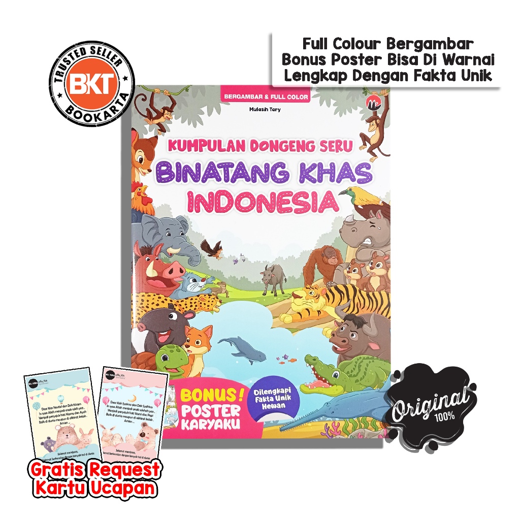 Buku Dongeng Anak Bergambar Binatang Khas Indonesia Lengkap Fullcolour