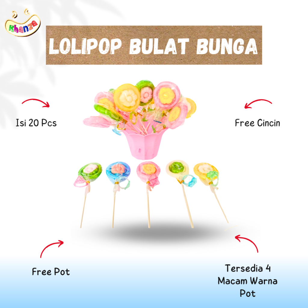 

Permen Lolipop POT BULAT MAWAR CINCIN isi 20 PCS