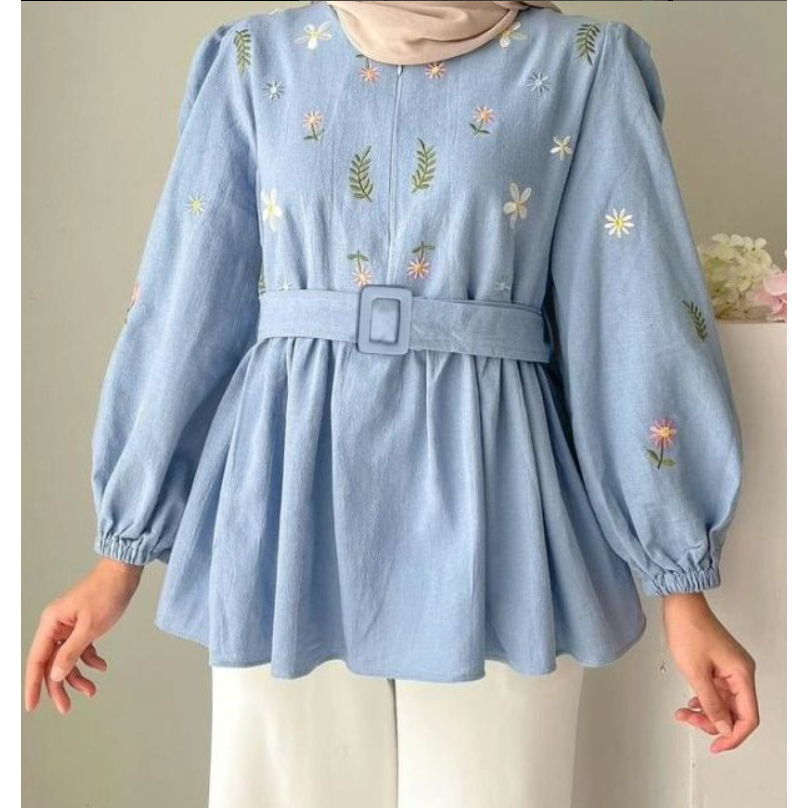 Tiara Blouse Bahan Polo Linen Atasan Wanita Terbaru 2024 Viral Masa Kini