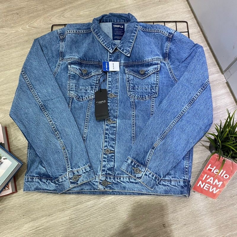Jaket jeans Tripl3 pria original