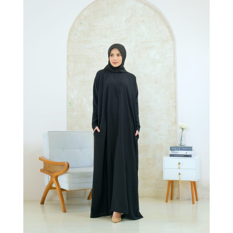 Abaya hitam basic polos abaya umroh haji jumbo