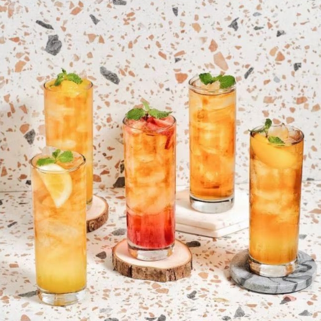 1 set (isi 6 pcs) Gelas Citinova Bamboo Gelas High Ball Vas Bunga Kaca Vas Bunga Tinggi