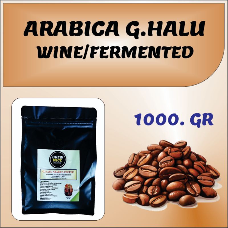 

FERMENTED (WINE) PROCESS, KOPI ARABIKA ROASTED, ARABICA COFFEE, G. HALU. 1000. GR