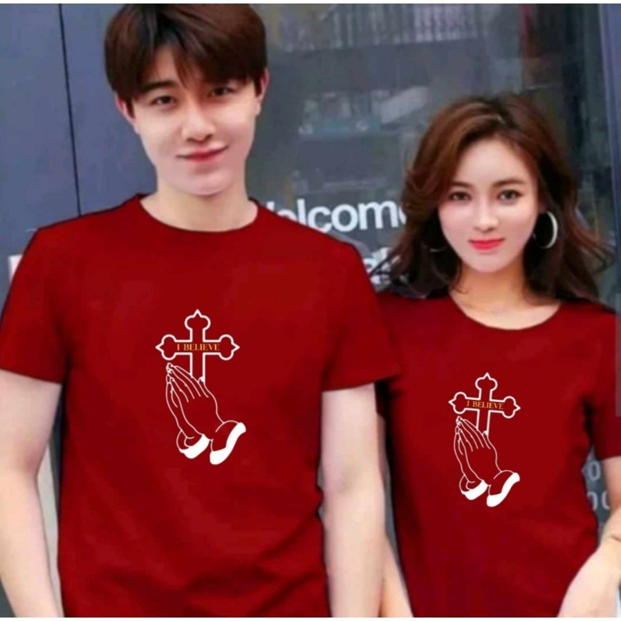 Kaos Couple Salib Pray / Kaos Pasangan /Baju Couple Rohani