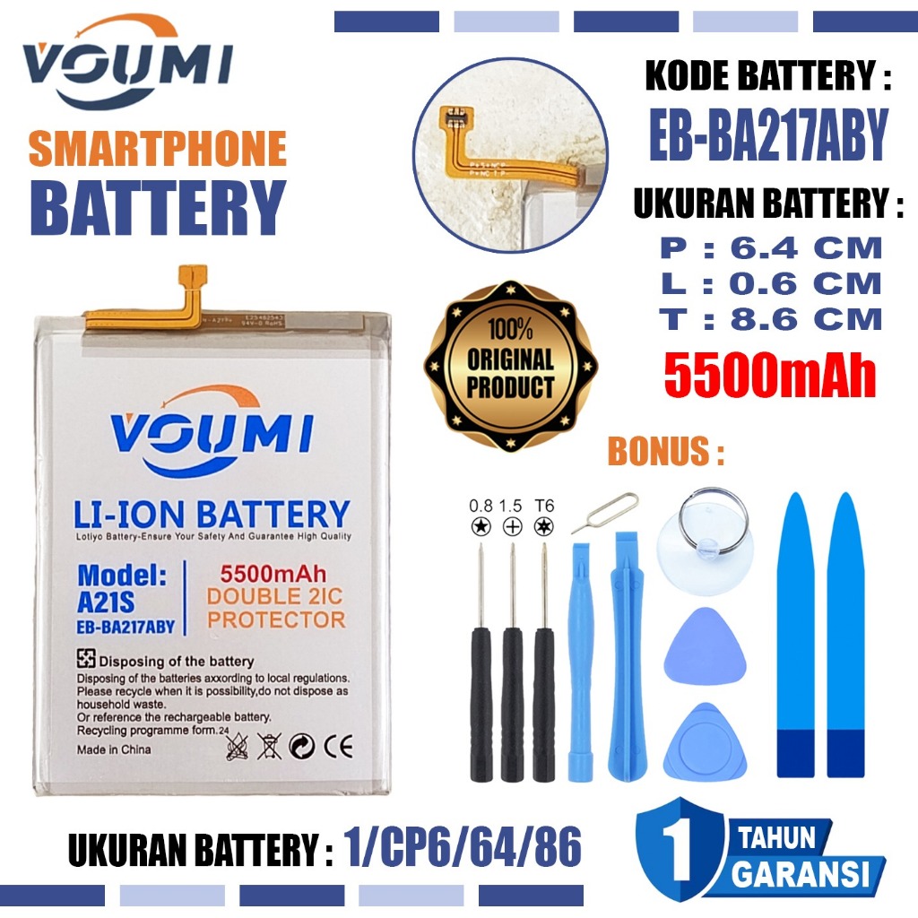 VOUMI EB-BA217ABY Baterai Battery Double IC Power high Capacity Compatible Hp Samsung A21S / A02 / A