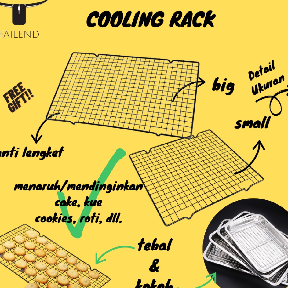 PROMO Cooling Rack Single Rak Untuk Pendingin Tatakan Kue Cake Cookies Baking Cooling Rak Dan Wadah 
