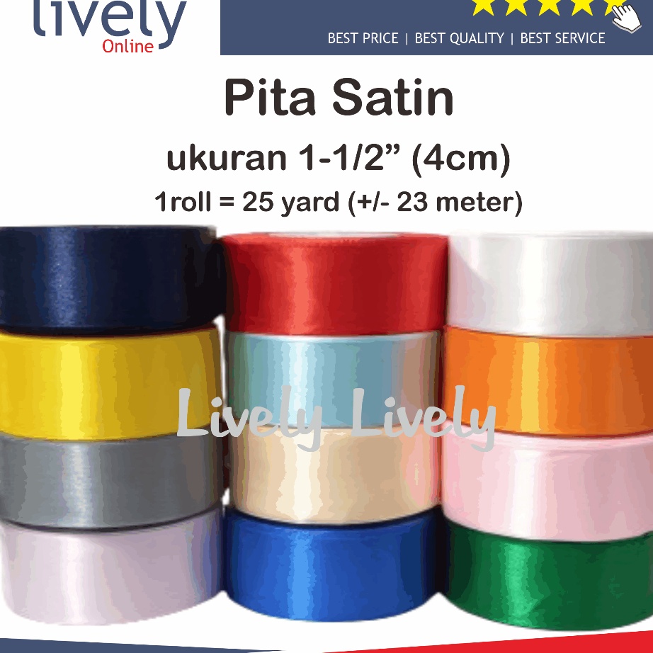 

PROMO SPESIAL Pita Satin 1 12 inch 4 cm IMPORT Taiwan