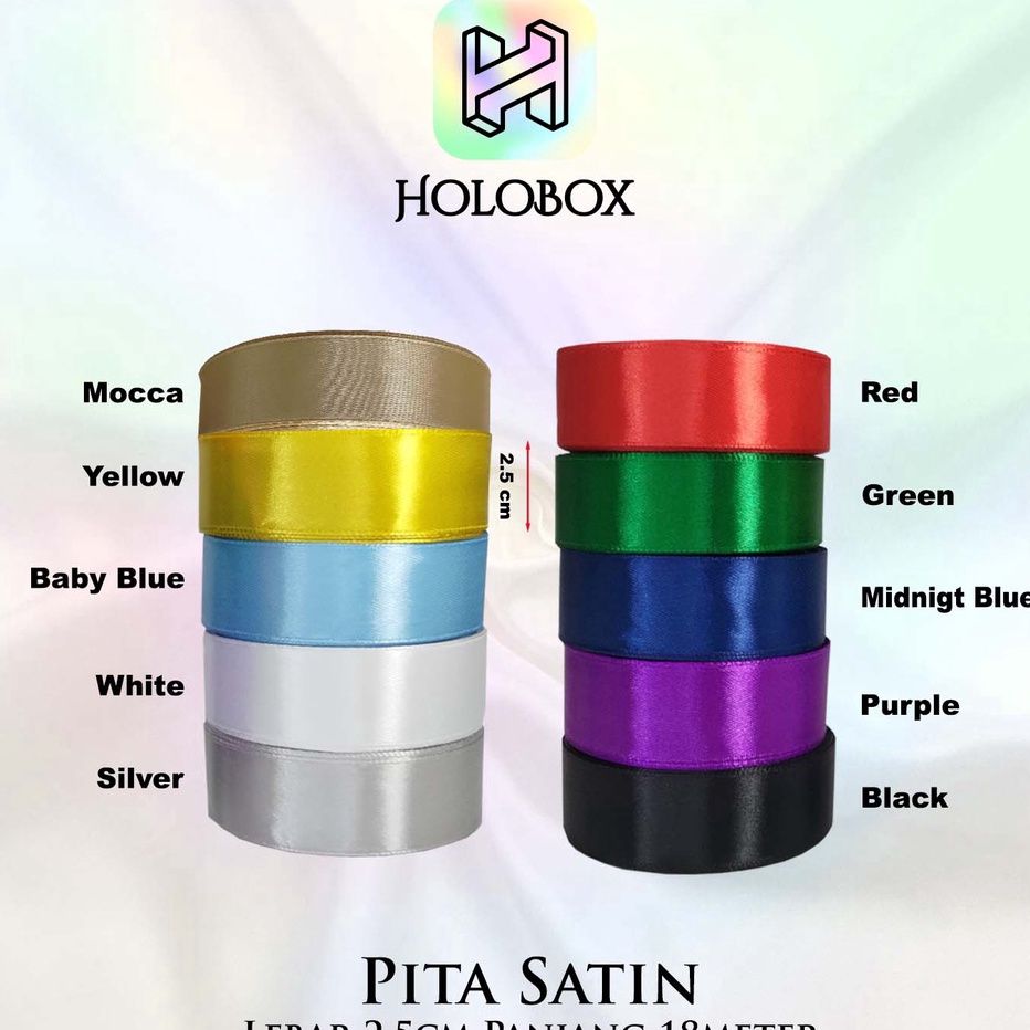 

DIJAMIN BARU Pita Satin Ribbon Kado 1 Inch 25 cm Panjang 18 MeterD63