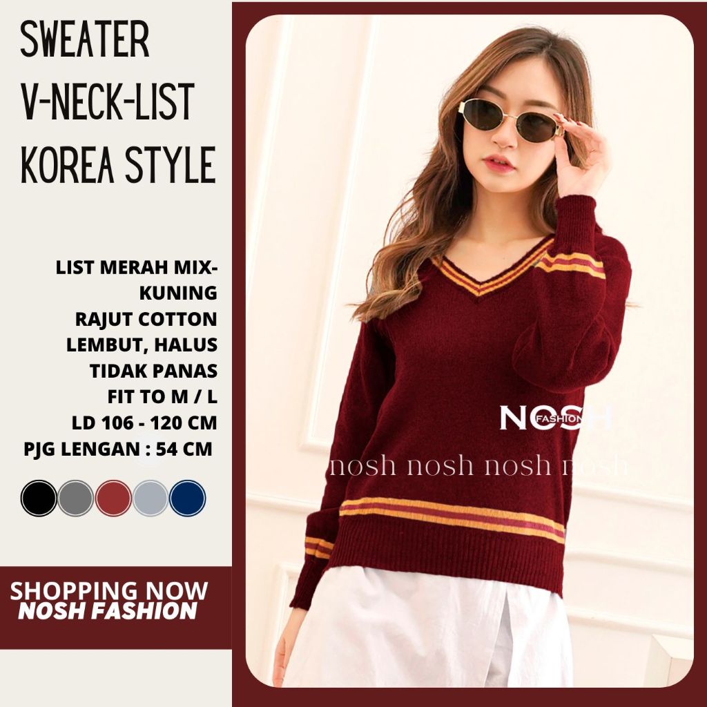 Sweater Rajut Wanita Korea Style List Cosplay Film / Sweater Rajut Wanita Gaya korea Kekinian/ Jaket