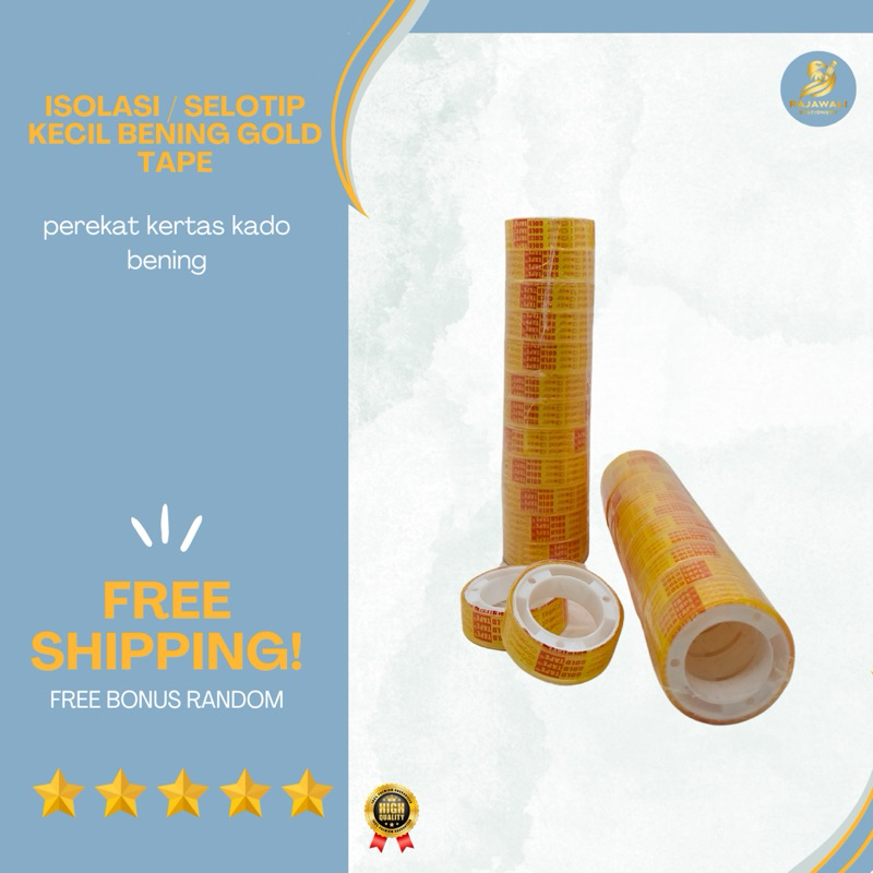 

Solatip Kecil Bening Merk Gold Tape (roll) / 1 Roll (12) / Ukuran Tape Kado