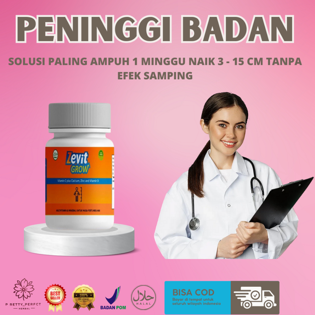 ZEVIT GROW PENINGGI BADAN / SUPLEMEN TINGGI BADAN / PENINGGI DEWASA REMAJA / ORIGINAL BPOM / Peningg