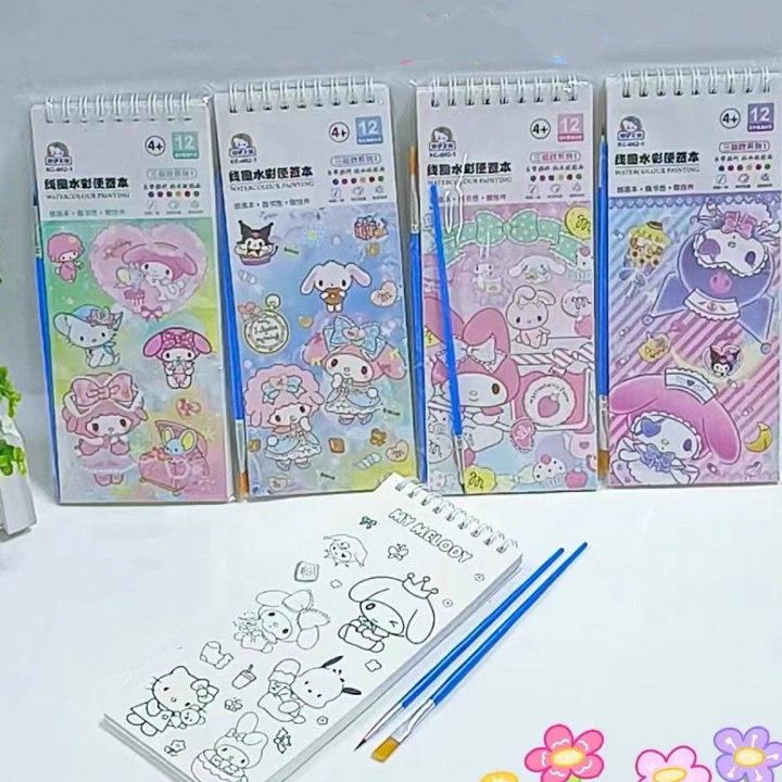 

MURAH sanrio water color paint book buku mewarnai cat air tema sanrio