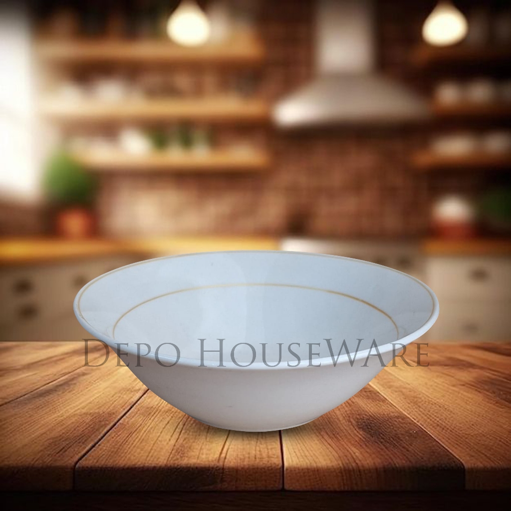 Mangkok keramik polos /mangkuk saji mangkok sayur bulat Mangkuk Lis 7 inch mangkuk porcelain lusinan