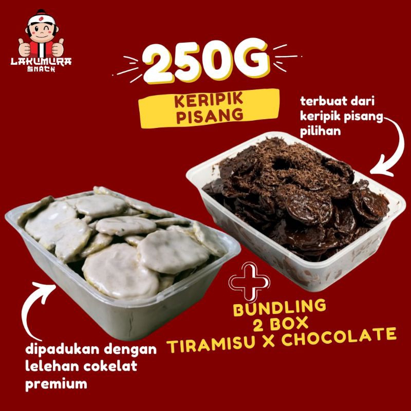 

Paket Bundling 2 Box MATCHA X CHOCOLATE Keripik Pisang Coklat Lumer 250 Gram Banana Chips Food Cemilan