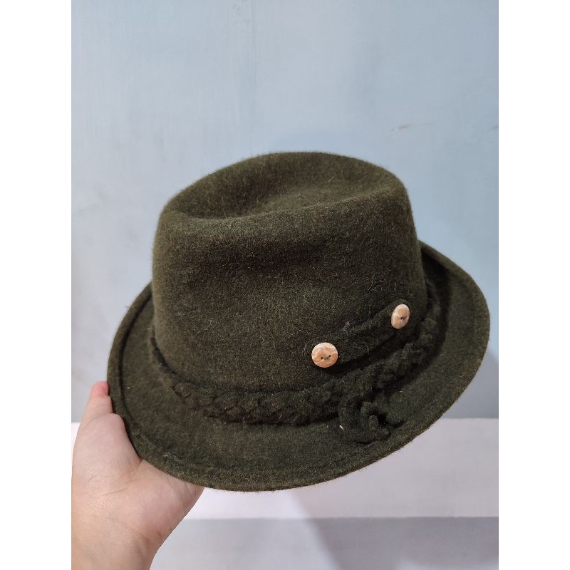 Topi Laken Koboy 100% Wool Import, Topi Laken Hitam, Topi Laken Cowboy, Topi Laken Warna Hijau, Topi