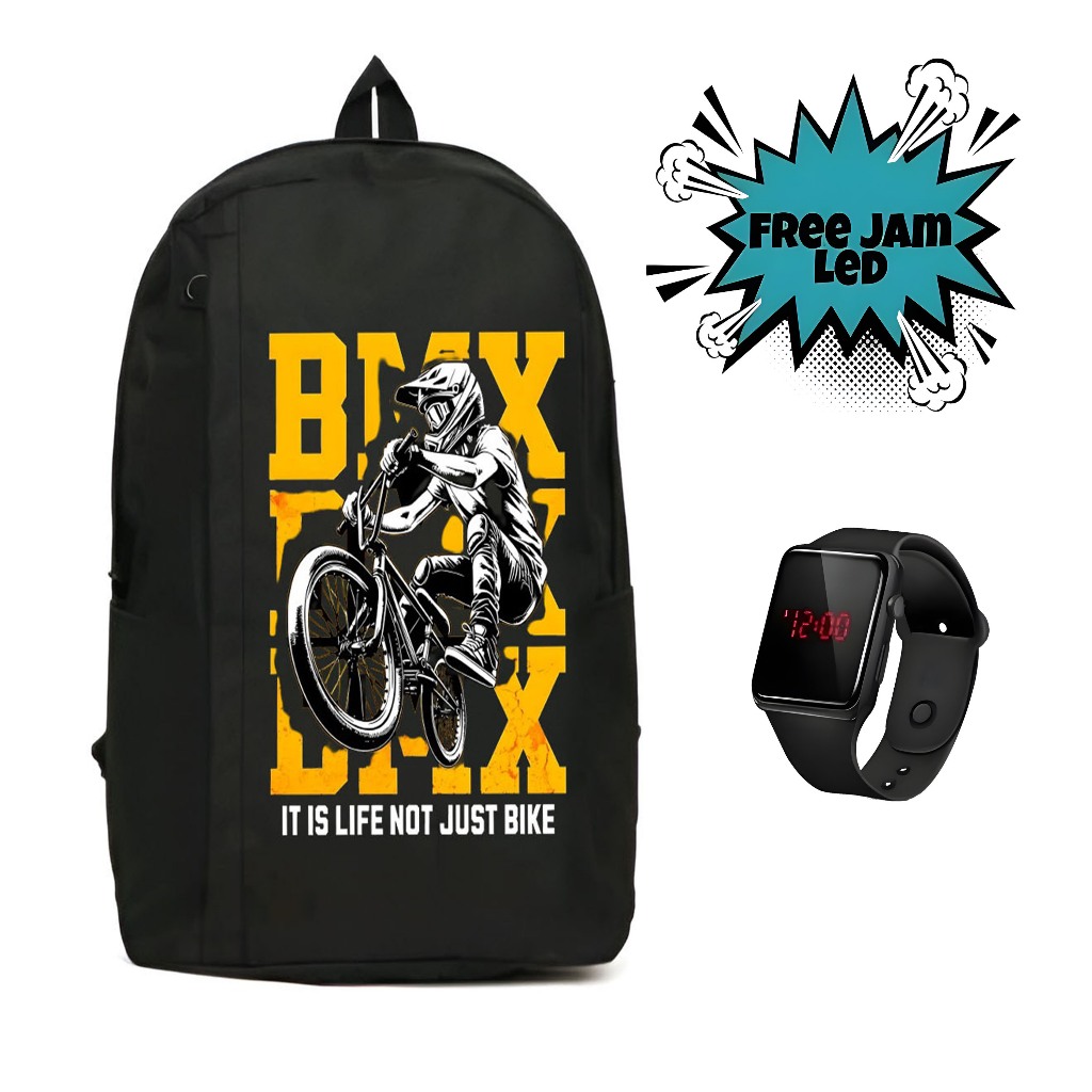 Tas Ransel Sekolah Anak Laki-Laki dan Perempuan SD SMP SMA Remaja Kekinian Gambar BMX Bisa COD Terla