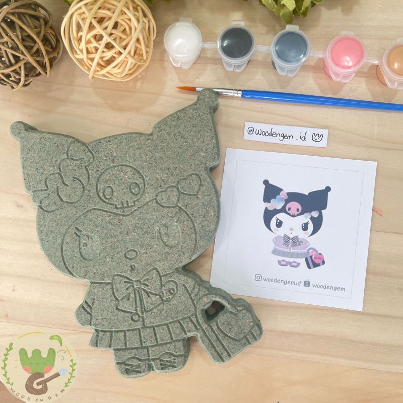 

WOODENGEM DIY Wood Painting Kit Mewarnai Melukis Mainan Kayu Karakter Hampers Souvenir Kuromi Sanrio