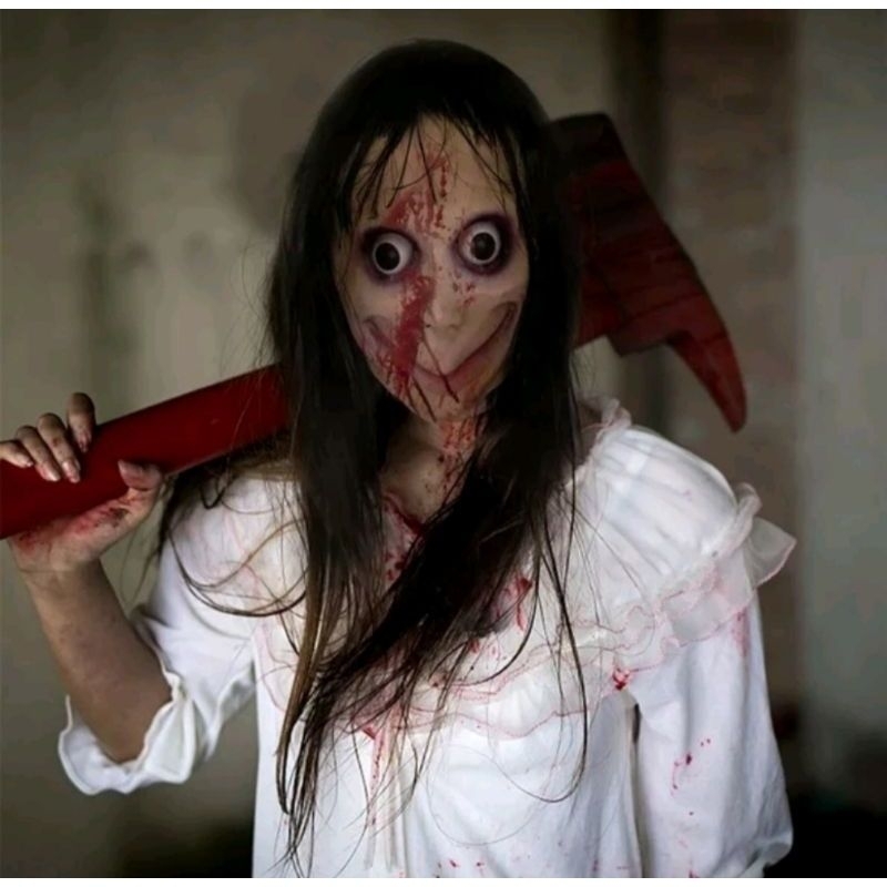 MS | Topeng hantu momo / topeng hantu seram / topeng cosplay halloween