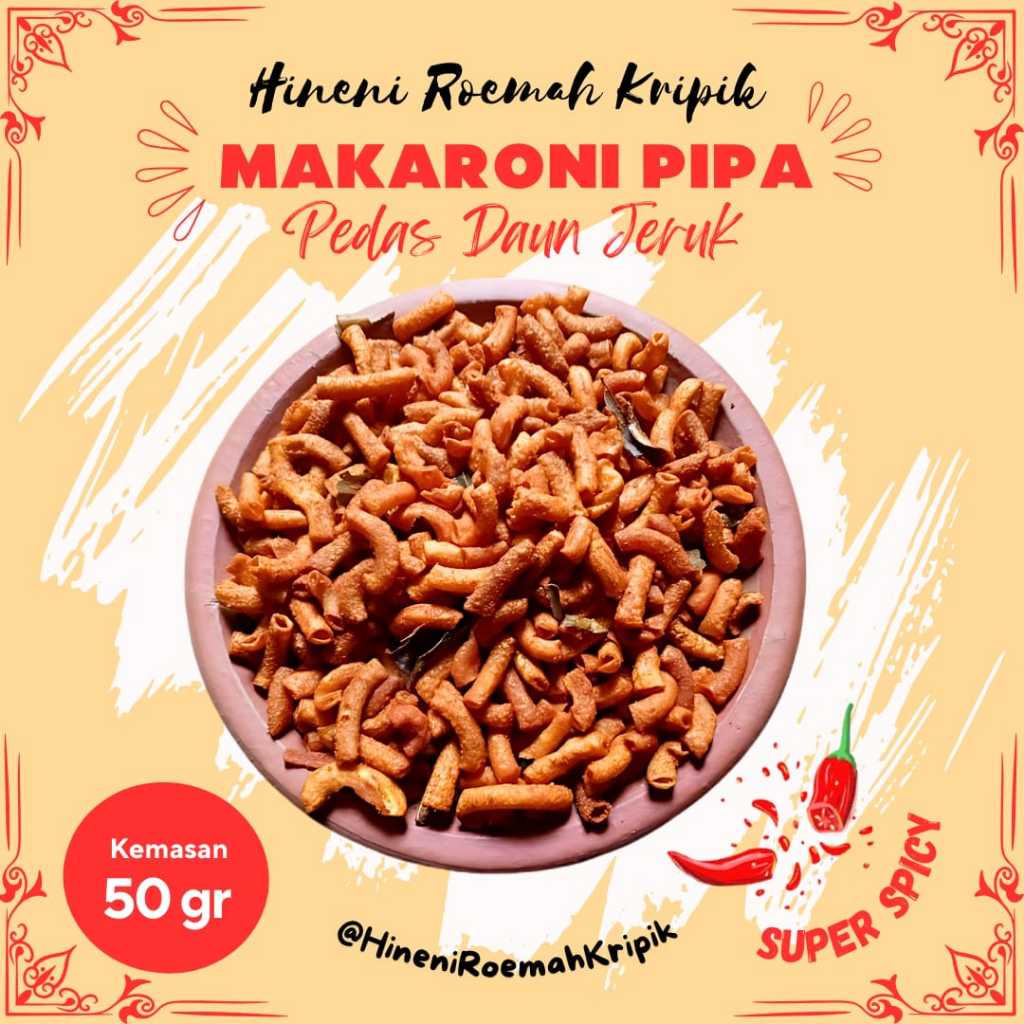 

MAKARONI PIPA PEDAS DAUN JERUK KEMASAN 50 & 100 GR