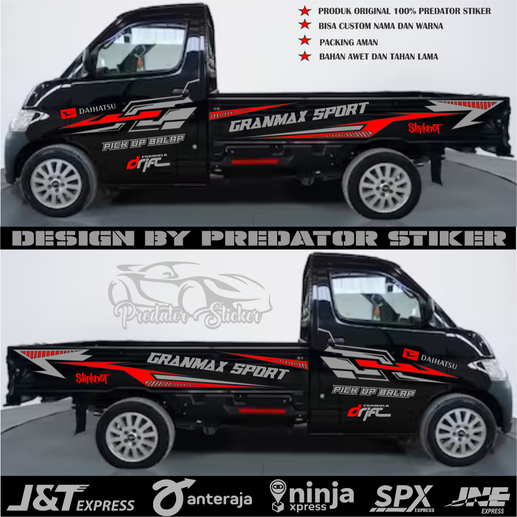 [COD] 2PCS PROMO STIKER CUTTING MOBIL PICK UP DAIHATSU GRANMAX PICK UP BISA RIQUEST KATA KATA