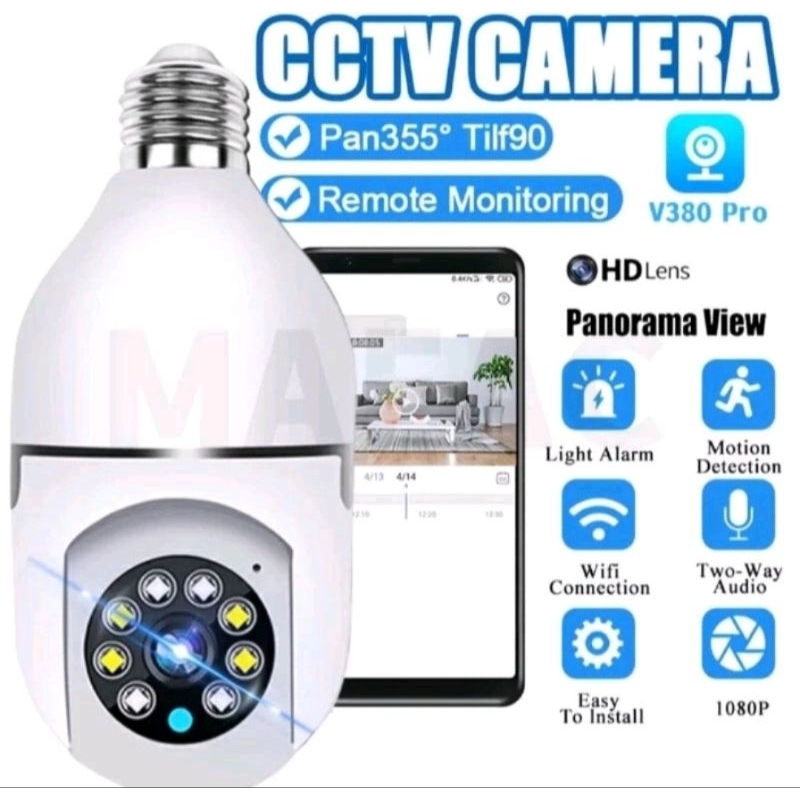 cctv lampu kamera v360 pro full hd 1080 wifi PTZ panoramic ip bohlam