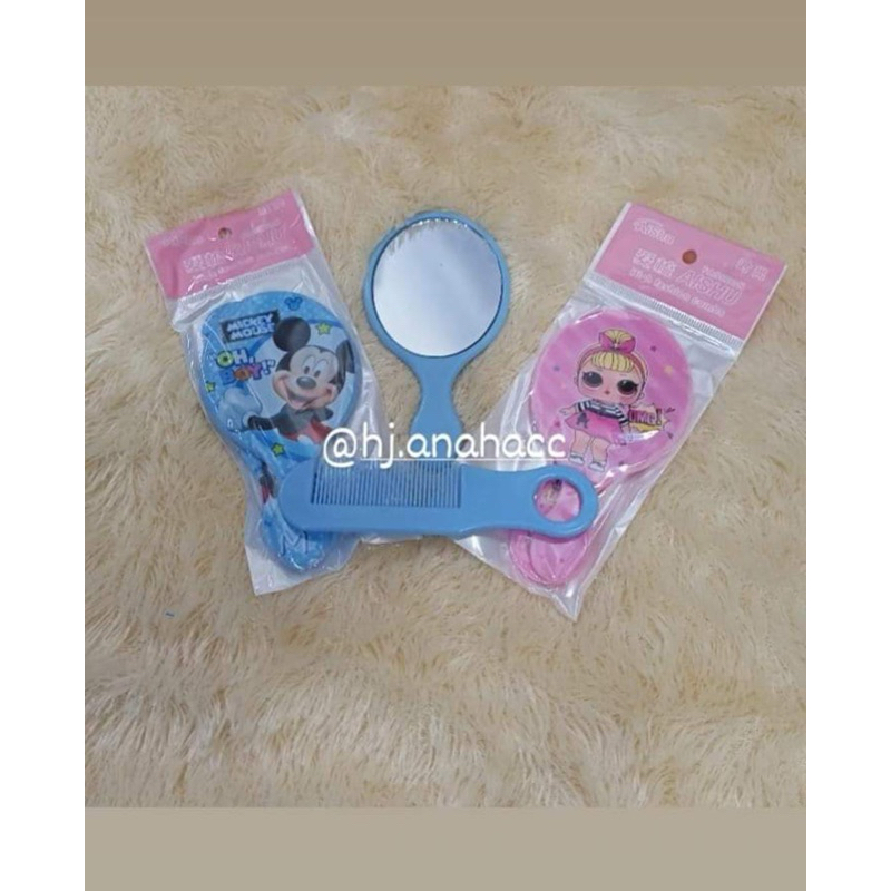cermin set sisir mini anak