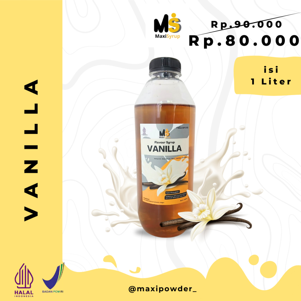 

Syrup Minuman Rasa Vanilla 1L / Syrup Vanilla Termurah / MaxiSyrup