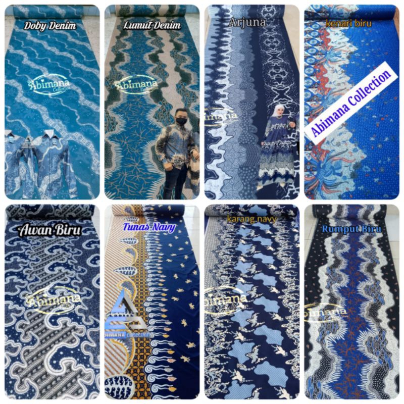 NEW STOCK READY KAIN BATIK WARNA BIRU // NAVY // DENIM // TOSKA HARGA PERMETER LEBAR 115CM