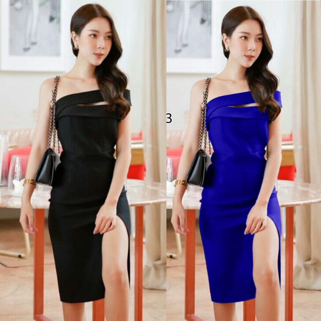 1891 Baju Sexy Seragam LC Karaoke Model Kemben Bodycon Stretch - Dress Mini Pendek Hitam Biru Cantik