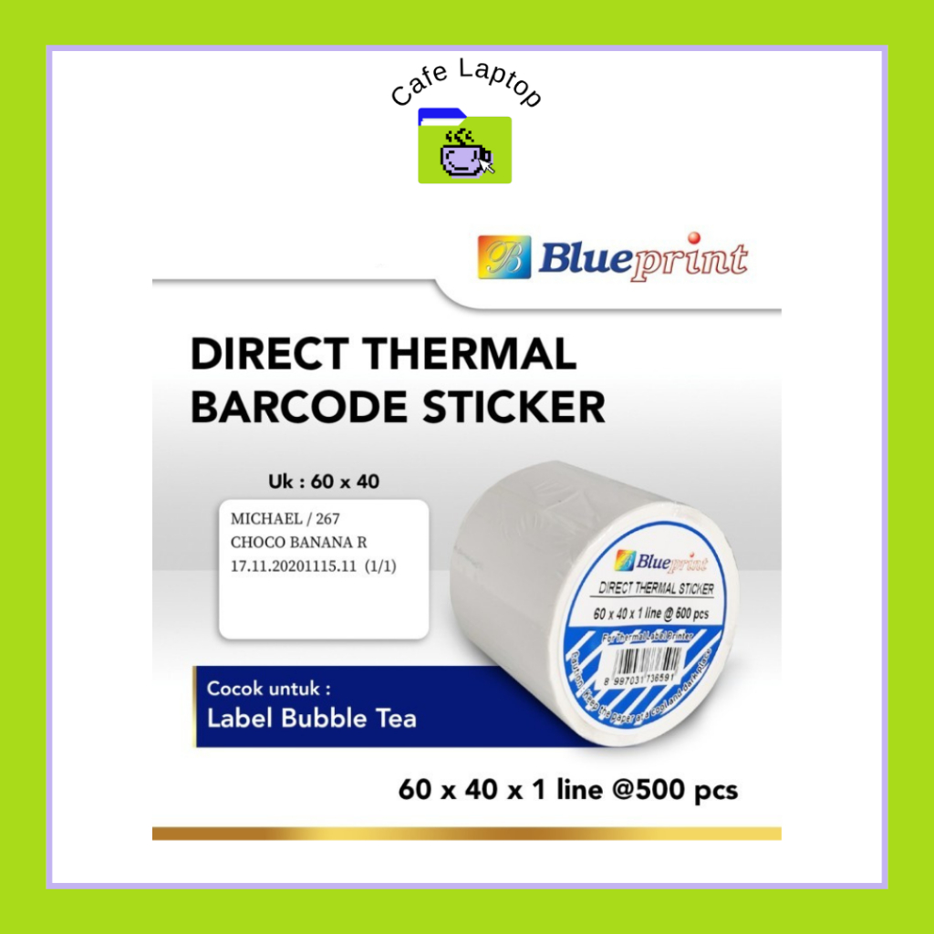 

Direct Thermal Sticker 60 x 40 BLUEPRINT Label Stiker 60x40 mm 1 Roll