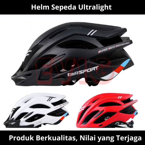 [BISA COD] Helm Sepeda TaffSPORT - Desain Ergonomis, 19 Lubang Ventilasi, Hitam/Putih/Merah