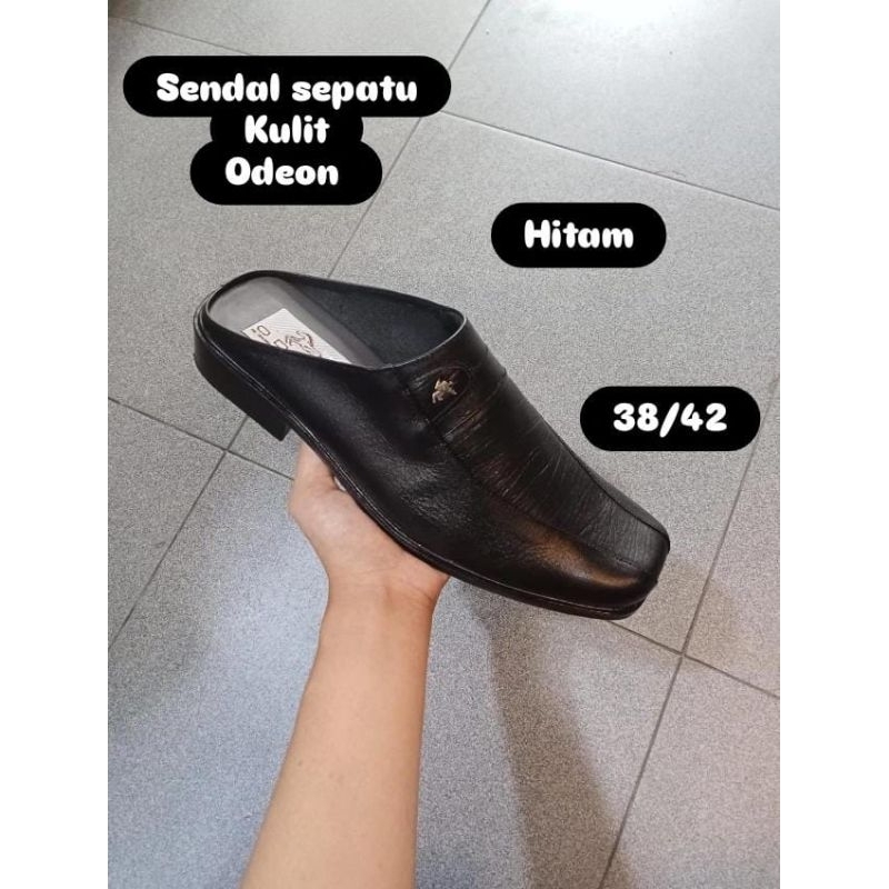 sendal sepatu kulit Odeon 8705 hitam