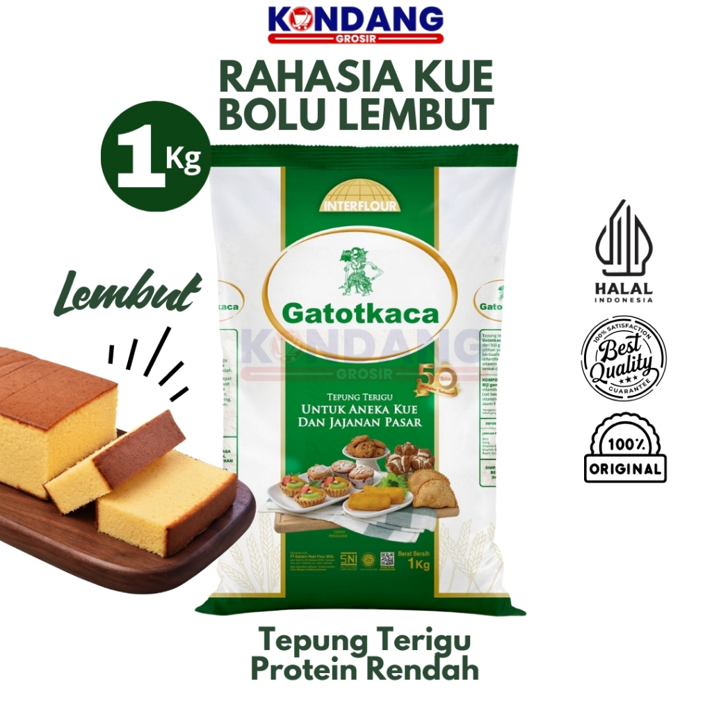 

Tepung Terigu Gatotkaca 1 Kg – Tepung Serba Guna Protein Sedang untuk Kue, Cookies, dan Gorengan