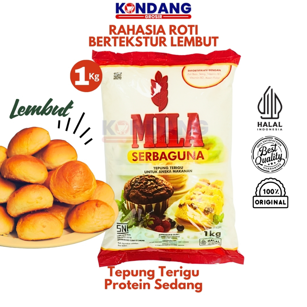 

MILA Tepung Terigu Serbaguna – Halus & Mengembang Sempurna, 1kg Tepung Protein Sedang