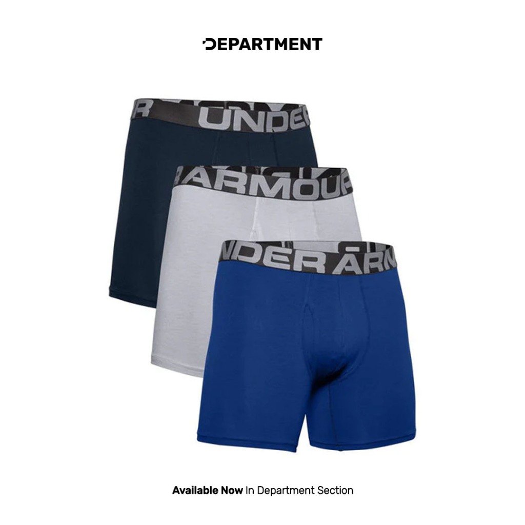 Boxer Pria UNDER ARMOUR UA CHARGED COTTON 6IN 3 PACK 1363617400 ORIGINAL