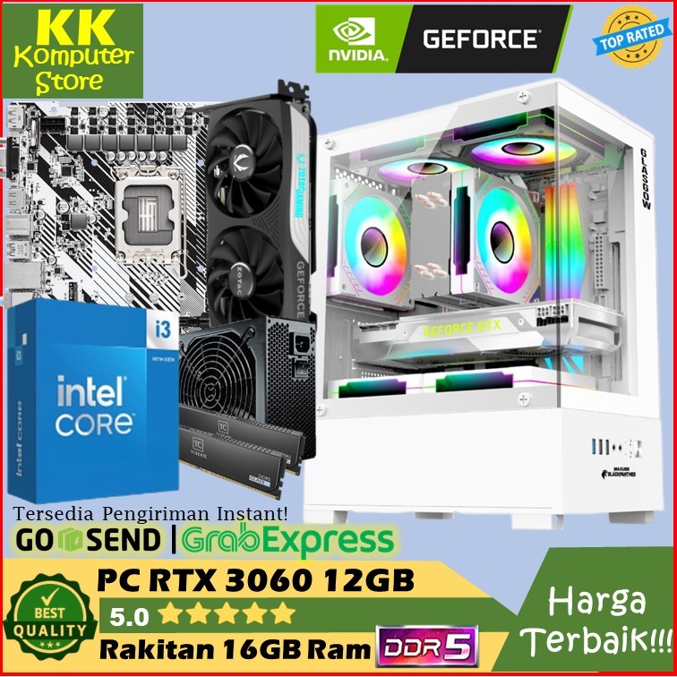 pc gaming rtx 3060 12gb | ram 16gb ddr5 | i3 13100f [ pc rakitan rtx 3060 | ram 16gb d5 | i3 13100 ]