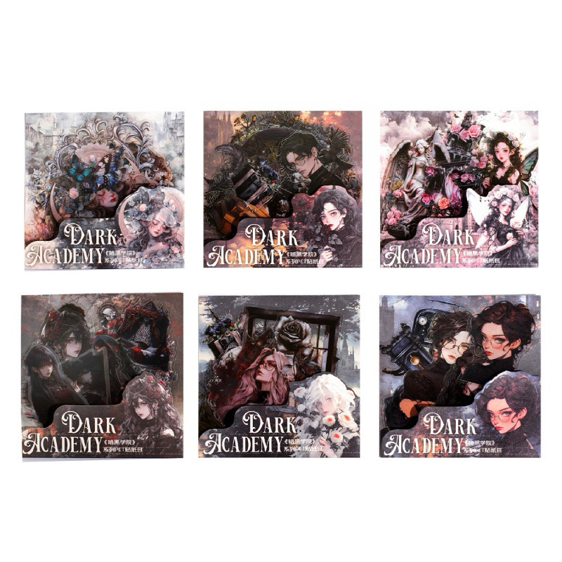 

(3DA) sticker transparan gothic hitam black magic sihir dark academy series journaling