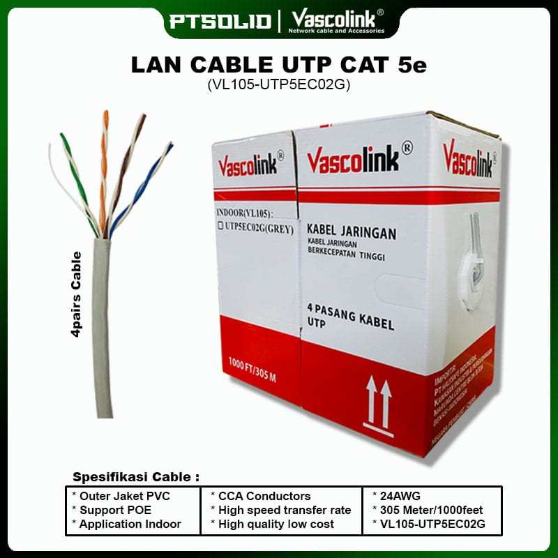 Kabel LAN UTP Cat 5 Vascolink / Kabel DATA Cat 5 vascolink