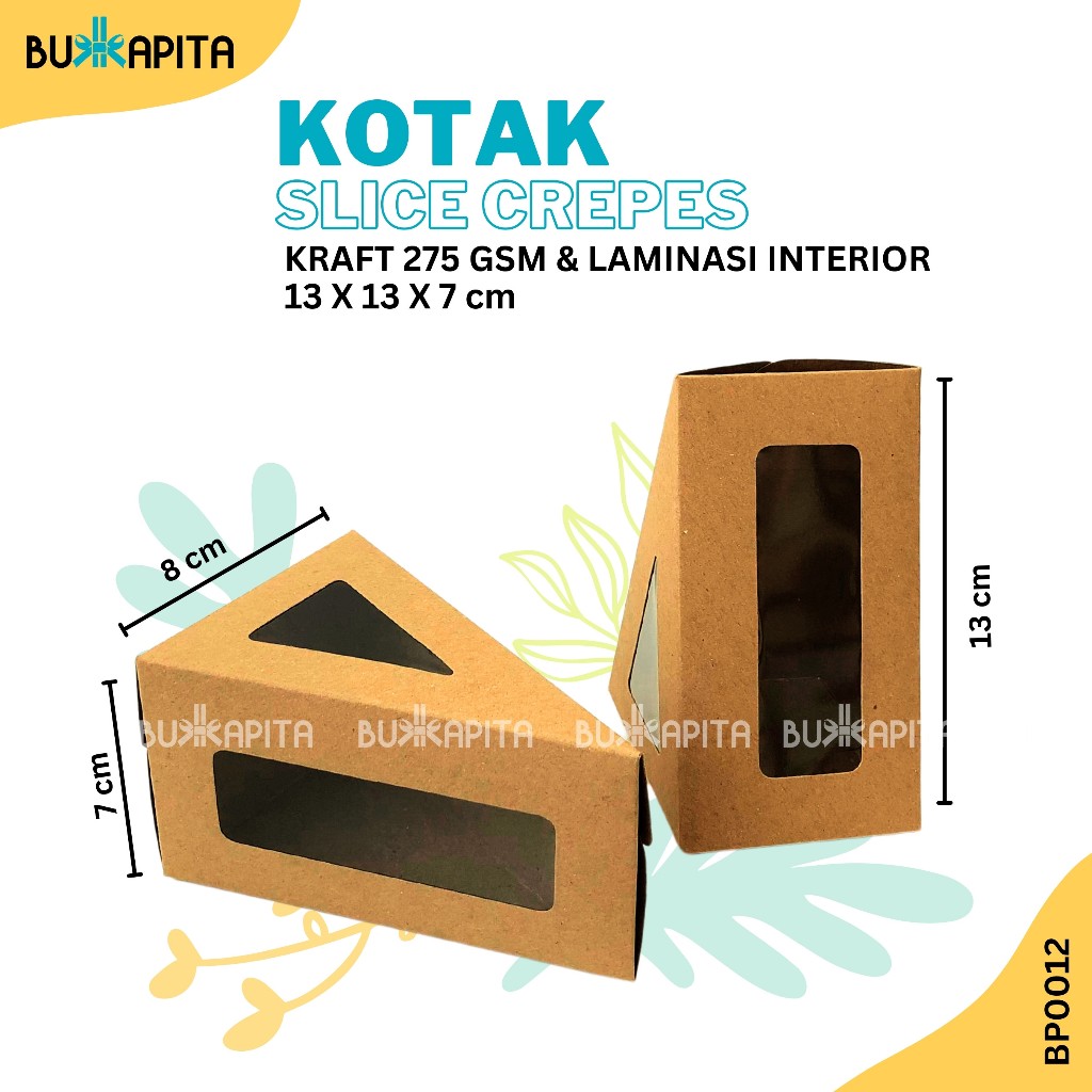 

Kotak crepes/box slice cake/kotak kue potong/laminasi dalam/jendela/bahan kraft_BP0012
