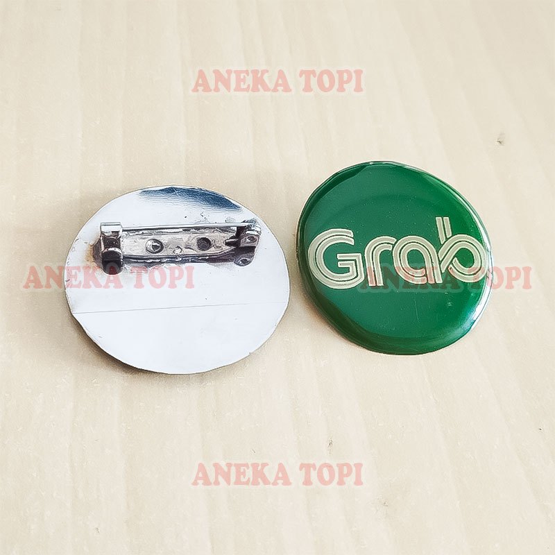 Pin Grab Bulat Pin Bros Logo Grab Warna Silver - Aneka Topi