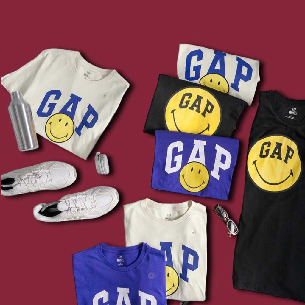 Kaos Pria Lengan Pendek Smiley World Logo