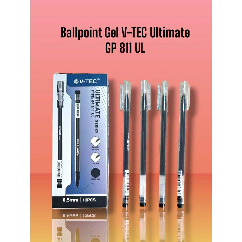

1 PACK = 12 BIJI Ballpoint Gel V-TEC Ultimate series GP 811 UL mirip zuixua
