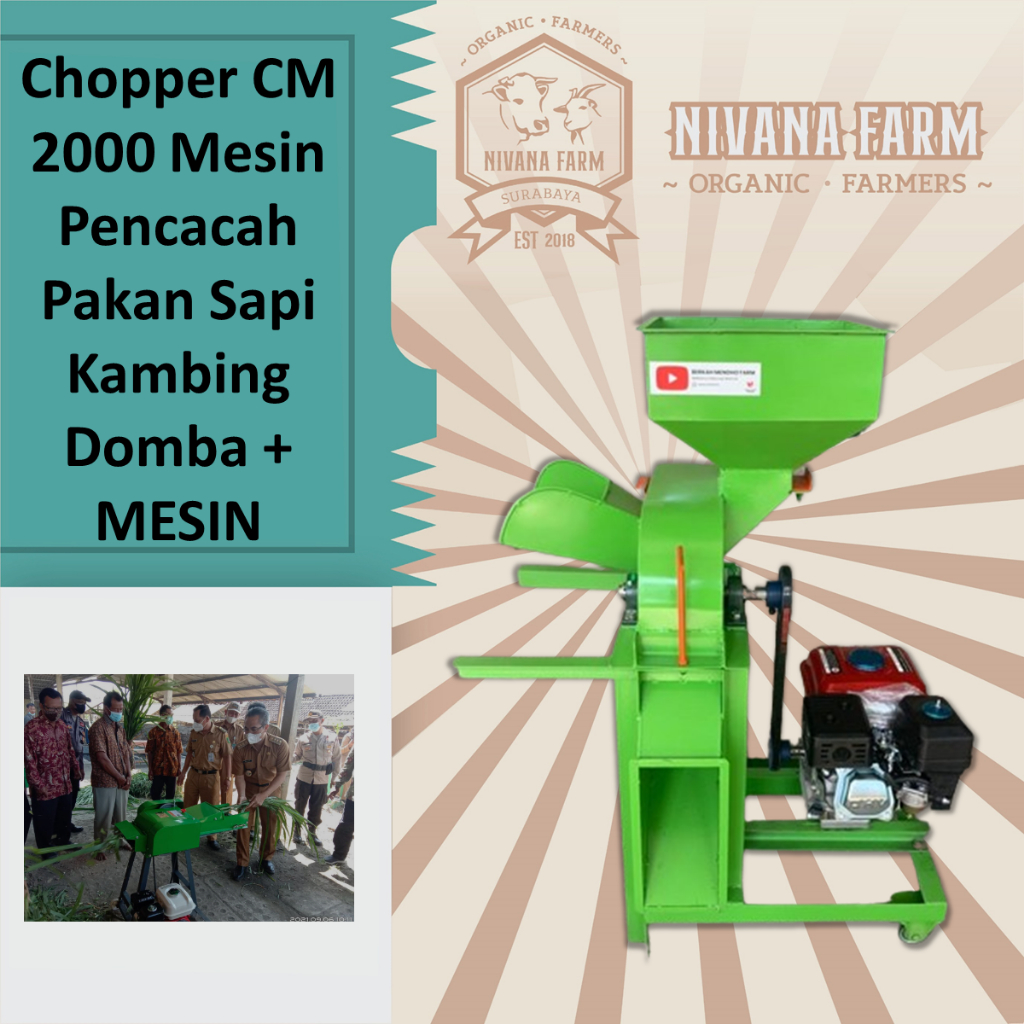 Chopper CM 2000 Mesin Pencacah Pakan Sapi Kambing Roda Angkong + MESIN